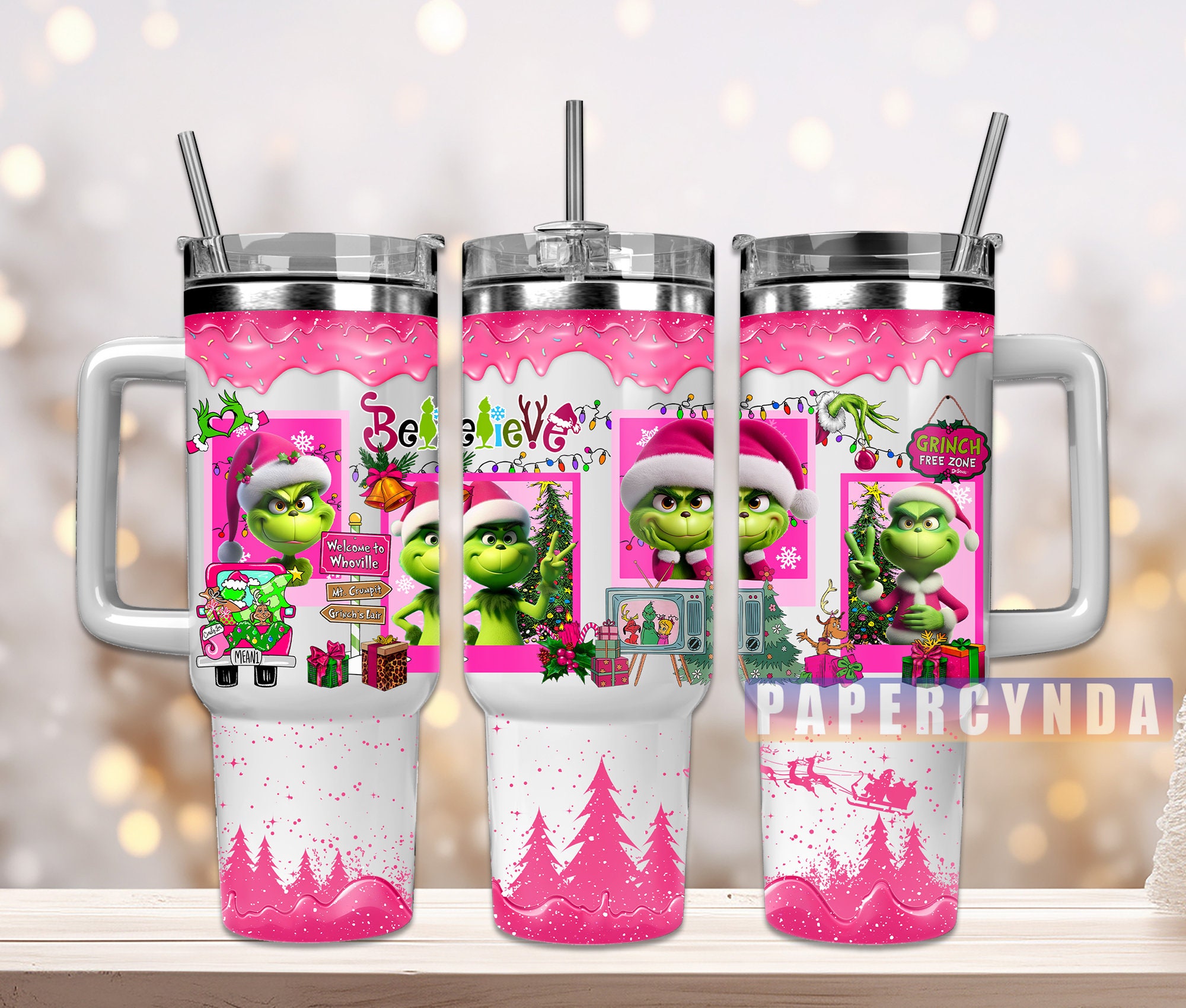 Festive Holiday Tumbler with Grinch Design - Perfect Christmas Gift