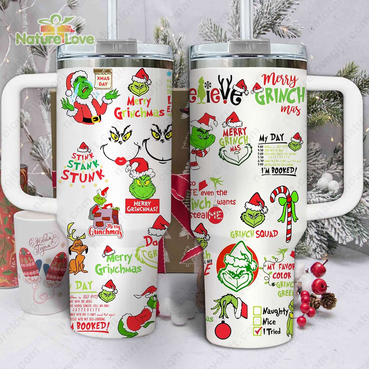 Festive Grinchmas Travel Mug - Insulated Holiday Tumbler for Christmas Cheer