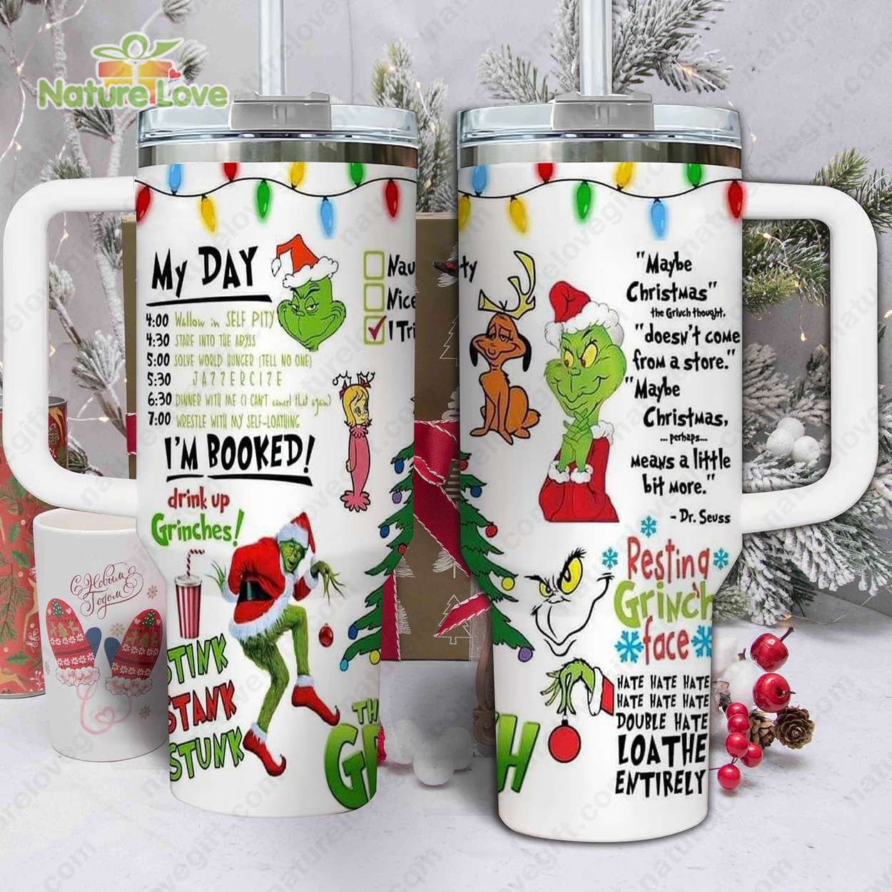 Festive Grinch-Themed Insulated Mug - Perfect for Holiday Cheer