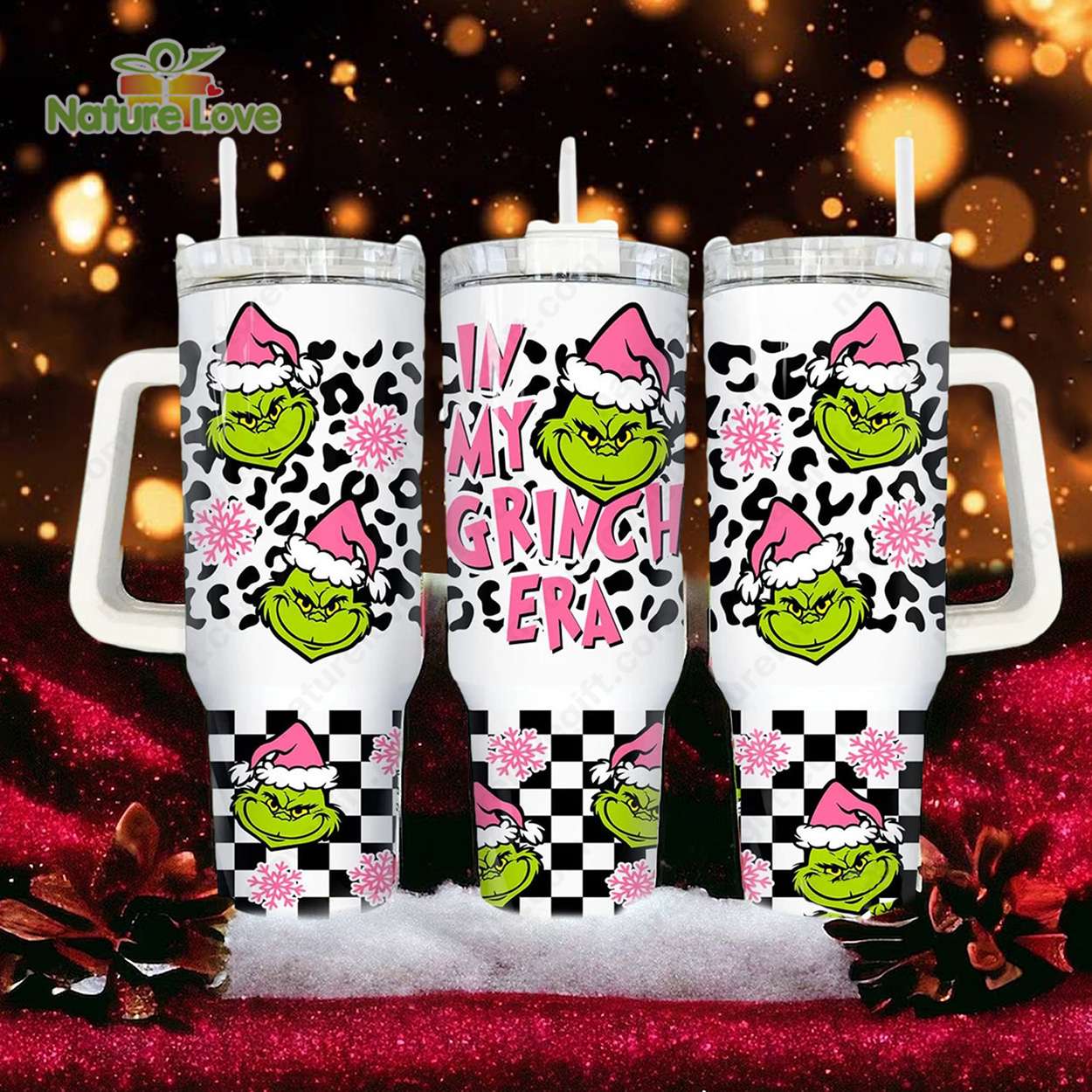 Festive Grinch Tumbler - Christmas Holiday Cheer Travel Mug