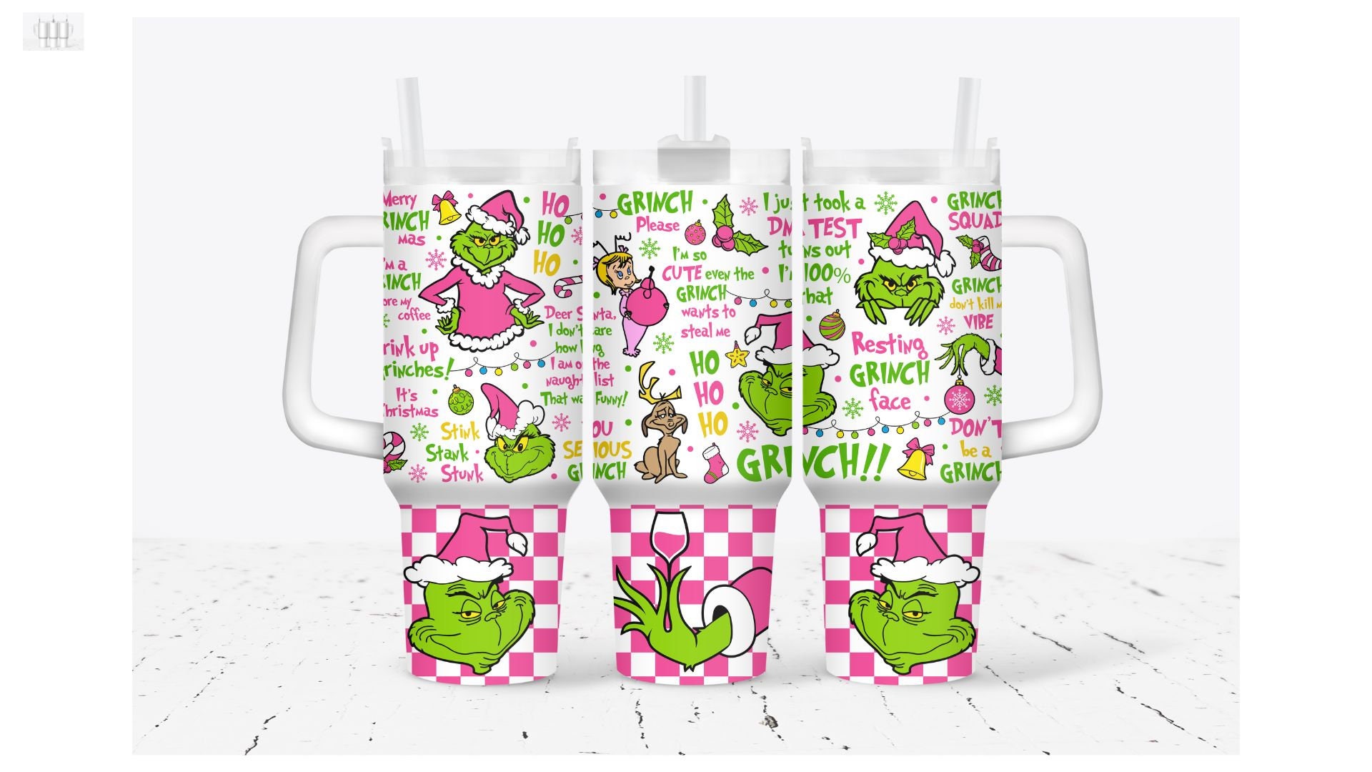 Festive Grinch Christmas Tumbler with Straw - Holiday Cheer in Every Sip!