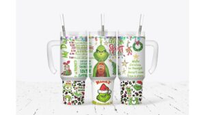 Festive Grinch Christmas Tumbler Mug with Straw - Holiday Cheer On-the-Go