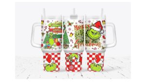 Festive Grinch Christmas Tumbler with Straw - Holiday Cheer in Every Sip