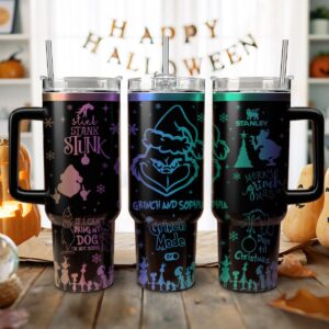 The Grinch Movies Christmas Custom Stanley Quencher 40oz Stainless Steel Tumbler With Handle - Threewoofs