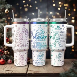 The Grinch Movies Christmas Custom Stanley Quencher 40oz Stainless Steel Tumbler With Handle - Threewoofs