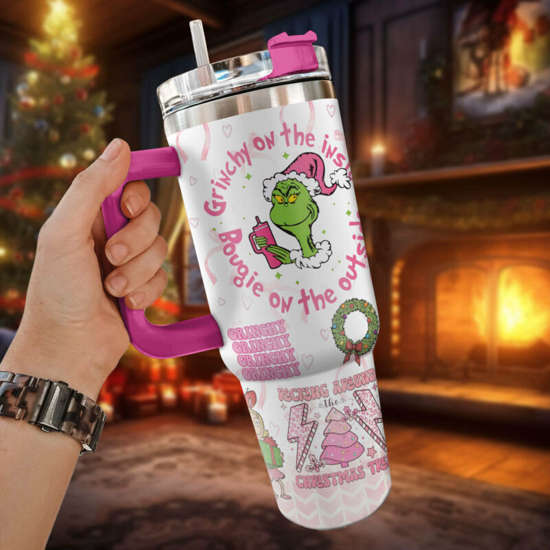 The Grinch Movies Christmas Custom Stanley Quencher 40oz Stainless Steel Tumbler With Handle - Threewoofs - Image 2