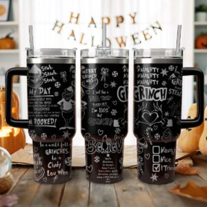 The Grinch Movies Christmas Custom Stanley Quencher 40oz Stainless Steel Tumbler With Handle - Threewoofs