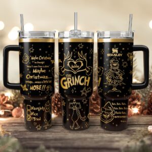 The Grinch Movies Christmas Custom Stanley Quencher 40oz Stainless Steel Tumbler With Handle - Threewoofs