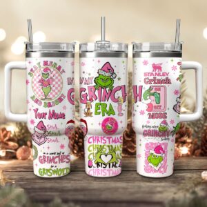 The Grinch Movies Christmas Custom Stanley Quencher 40oz Stainless Steel Tumbler With Handle - Threewoofs