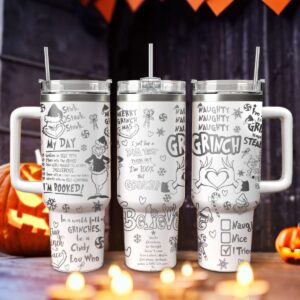 The Grinch Movies Christmas Custom Stanley Quencher 40oz Stainless Steel Tumbler With Handle - Threewoofs