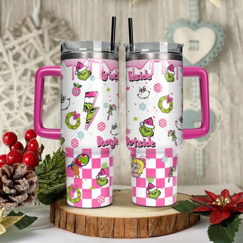 The Grinch Movies Christmas Custom Stanley Quencher 40oz Stainless Steel Tumbler With Handle - Threewoofs - Image 2