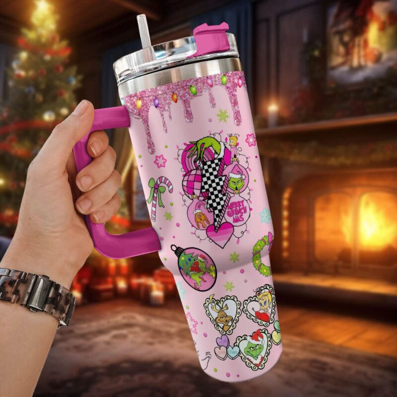The Grinch Movies Christmas Custom Stanley Quencher 40oz Stainless Steel Tumbler With Handle - Threewoofs - Image 2