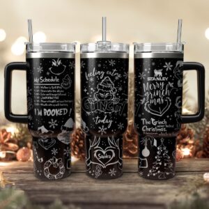 The Grinch Movies Christmas Custom Stanley Quencher 40oz Stainless Steel Tumbler With Handle - Threewoofs