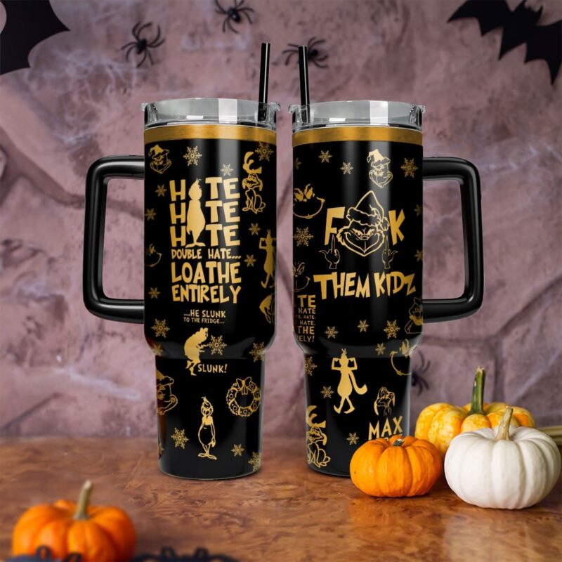 The Grinch Movies Christmas Custom Stanley Quencher 40oz Stainless Steel Tumbler With Handle - Threewoofs