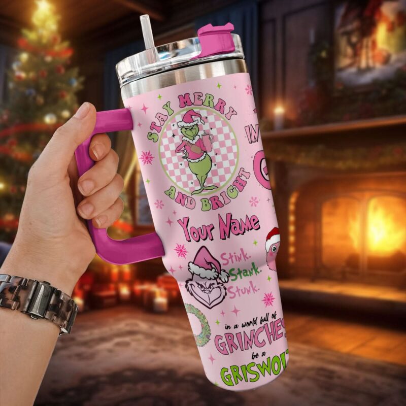 The Grinch Movies Christmas Custom Stanley Quencher 40oz Stainless Steel Tumbler With Handle - Threewoofs - Image 2