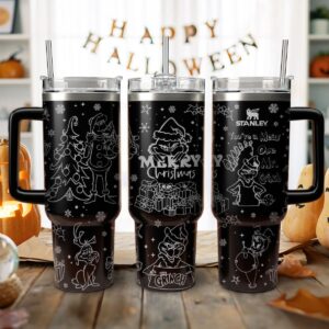 The Grinch Movies Christmas Custom Stanley Quencher 40oz Stainless Steel Tumbler With Handle - Threewoofs