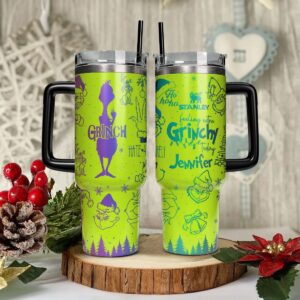 The Grinch Movies Christmas Custom Stanley Quencher 40oz Stainless Steel Tumbler With Handle - Threewoofs