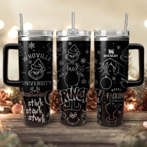 The Grinch Movies Christmas Custom Stanley Quencher 40oz Stainless Steel Tumbler With Handle - Threewoofs