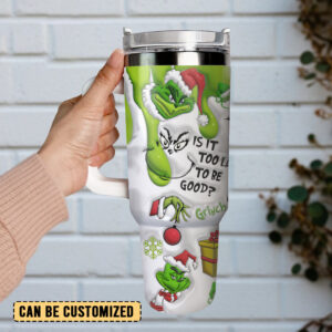 The Grinch Movies Christmas Custom Stanley Quencher 40oz Stainless Steel Tumbler With Handle - Threewoofs