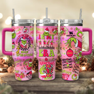 The Grinch Movies Christmas Custom Stanley Quencher 40oz Stainless Steel Tumbler With Handle - Threewoofs