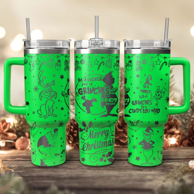The Grinch Movies Christmas Custom Stanley Quencher 40oz Stainless Steel Tumbler With Handle - Threewoofs - Image 2