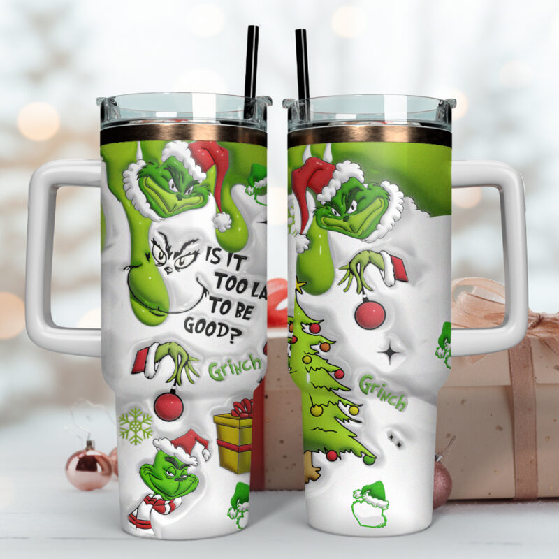 The Grinch Movies Christmas Custom Stanley Quencher 40oz Stainless Steel Tumbler With Handle - Threewoofs - Image 3