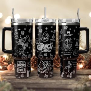 The Grinch Movies Christmas Custom Stanley Quencher 40oz Stainless Steel Tumbler With Handle - Threewoofs