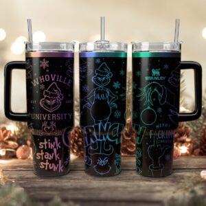 The Grinch Movies Christmas Custom Stanley Quencher 40oz Stainless Steel Tumbler With Handle - Threewoofs