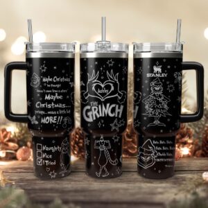 The Grinch Movies Christmas Custom Stanley Quencher 40oz Stainless Steel Tumbler With Handle - Threewoofs