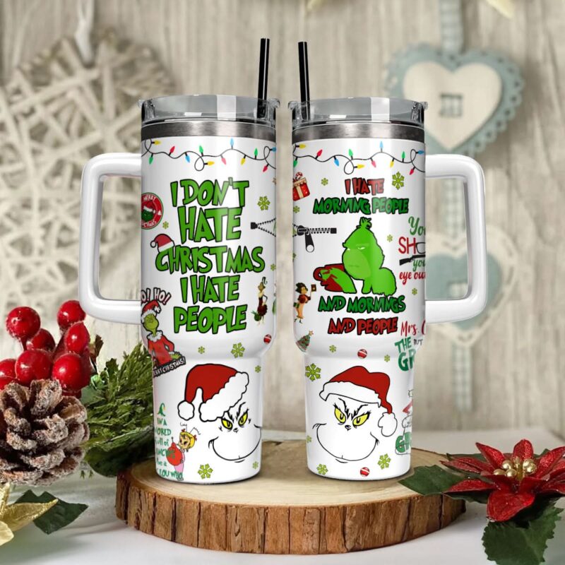The Grinch Movies Christmas Custom Stanley Quencher 40oz Stainless Steel Tumbler With Handle - Threewoofs - Image 2