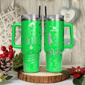The Grinch Movies Christmas Custom Stanley Quencher 40oz Stainless Steel Tumbler With Handle - Threewoofs