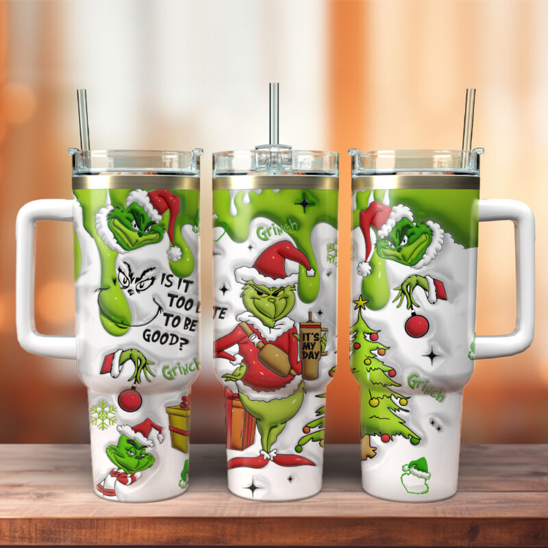 The Grinch Movies Christmas Custom Stanley Quencher 40oz Stainless Steel Tumbler With Handle - Threewoofs - Image 4