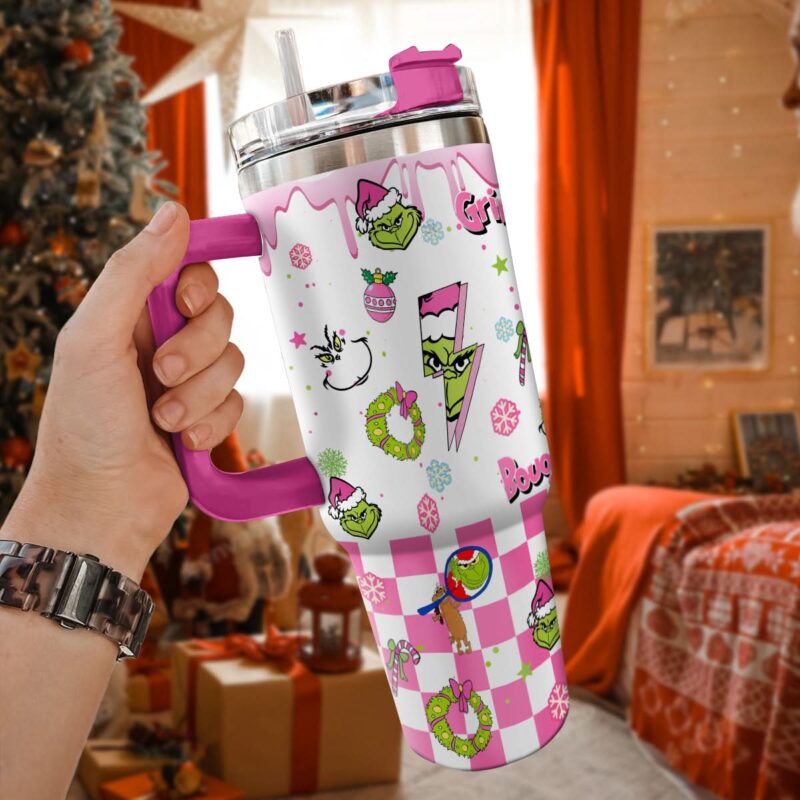 The Grinch Movies Christmas Custom Stanley Quencher 40oz Stainless Steel Tumbler With Handle - Threewoofs - Image 5