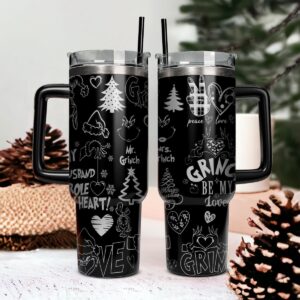 The Grinch Movies Christmas Custom Stanley Quencher 40oz Stainless Steel Tumbler With Handle - Threewoofs