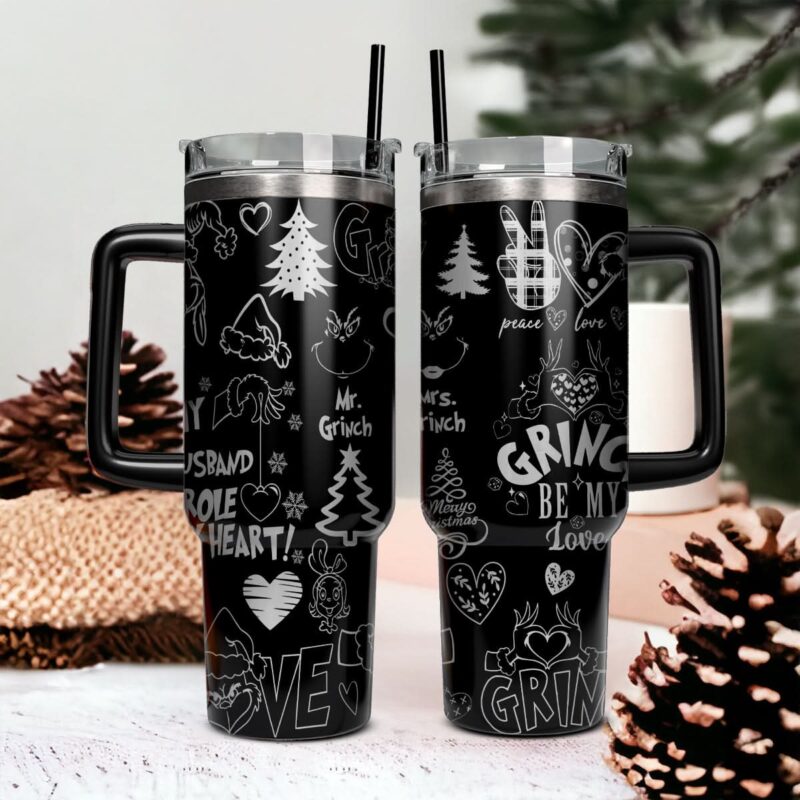 The Grinch Movies Christmas Custom Stanley Quencher 40oz Stainless Steel Tumbler With Handle - Threewoofs