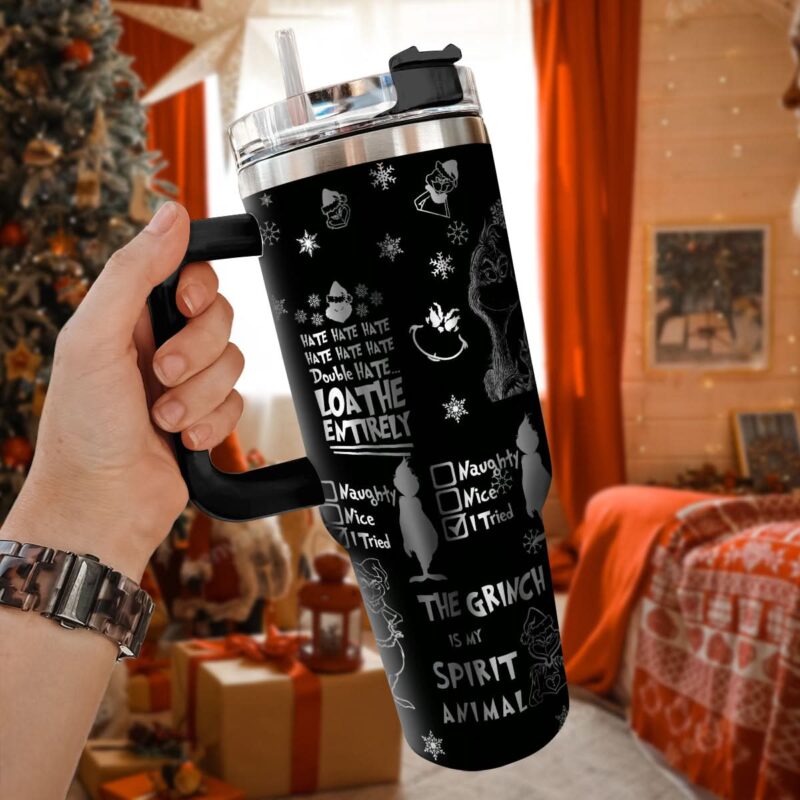 The Grinch Movies Christmas Custom Stanley Quencher 40oz Stainless Steel Tumbler With Handle - Threewoofs - Image 2