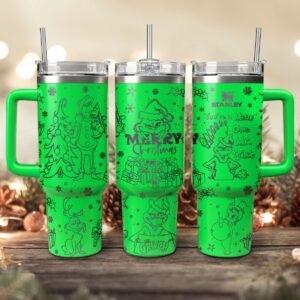 The Grinch Movies Christmas Custom Stanley Quencher 40oz Stainless Steel Tumbler With Handle - Threewoofs