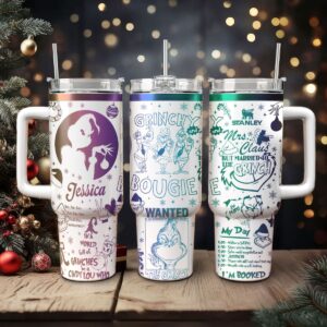 The Grinch Movies Christmas Custom Stanley Quencher 40oz Stainless Steel Tumbler With Handle - Threewoofs