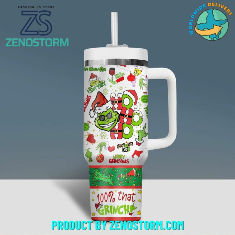 The Grinch Movies Christmas Custom Stanley Quencher 40oz Stainless Steel Tumbler With Handle - Threewoofs - Image 3