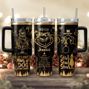 The Grinch Movies Christmas Custom Stanley Quencher 40oz Stainless Steel Tumbler With Handle - Threewoofs