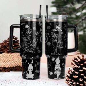 The Grinch Movies Christmas Custom Stanley Quencher 40oz Stainless Steel Tumbler With Handle - Threewoofs