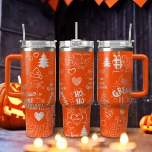 The Grinch Movies Christmas Custom Stanley Quencher 40oz Stainless Steel Tumbler With Handle - Threewoofs