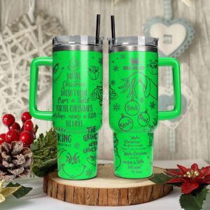 The Grinch Movies Christmas Custom Stanley Quencher 40oz Stainless Steel Tumbler With Handle - Threewoofs