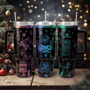 The Grinch Movies Christmas Custom Stanley Quencher 40oz Stainless Steel Tumbler With Handle - Threewoofs