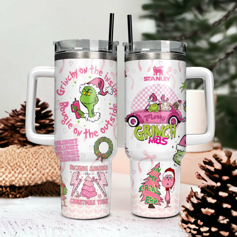 The Grinch Movies Christmas Custom Stanley Quencher 40oz Stainless Steel Tumbler With Handle - Threewoofs - Image 4