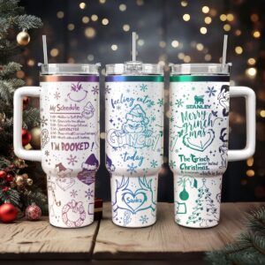 The Grinch Movies Christmas Custom Stanley Quencher 40oz Stainless Steel Tumbler With Handle - Threewoofs