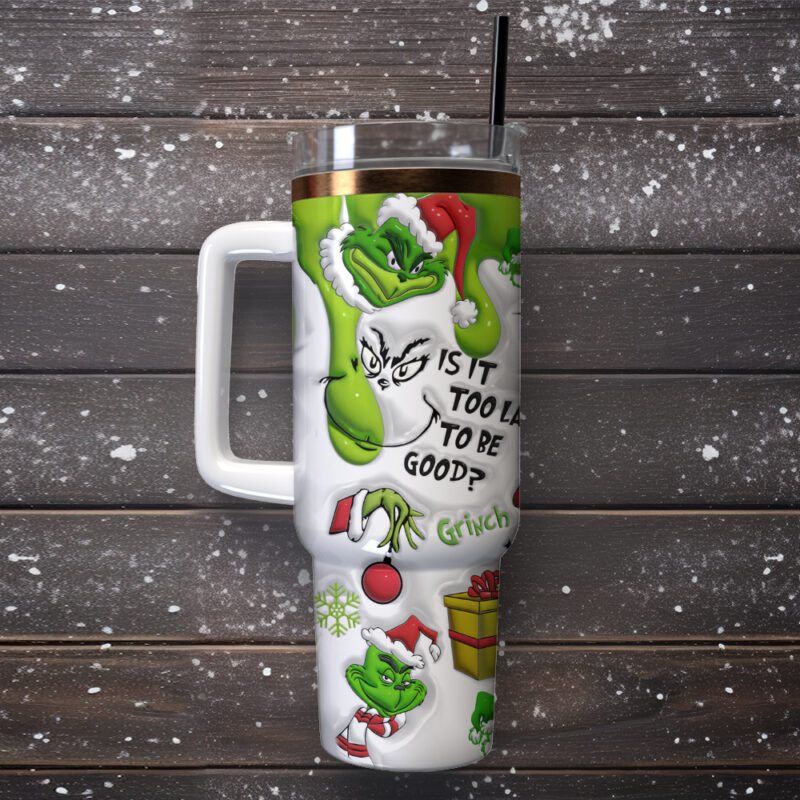 The Grinch Movies Christmas Custom Stanley Quencher 40oz Stainless Steel Tumbler With Handle - Threewoofs - Image 2