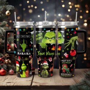 The Grinch Movies Christmas Custom Stanley Quencher 40oz Stainless Steel Tumbler With Handle - Threewoofs