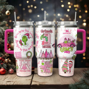 The Grinch Movies Christmas Custom Stanley Quencher 40oz Stainless Steel Tumbler With Handle - Threewoofs