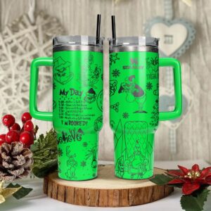 The Grinch Movies Christmas Custom Stanley Quencher 40oz Stainless Steel Tumbler With Handle - Threewoofs